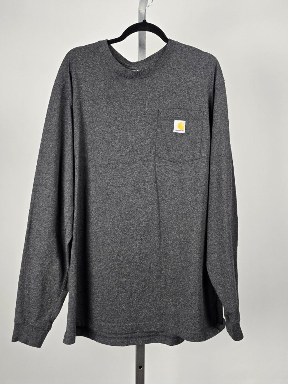 Carhartt K126 Loose Fit Long Sleeve Pocket Tee — Carbon Heather, Tall Size L